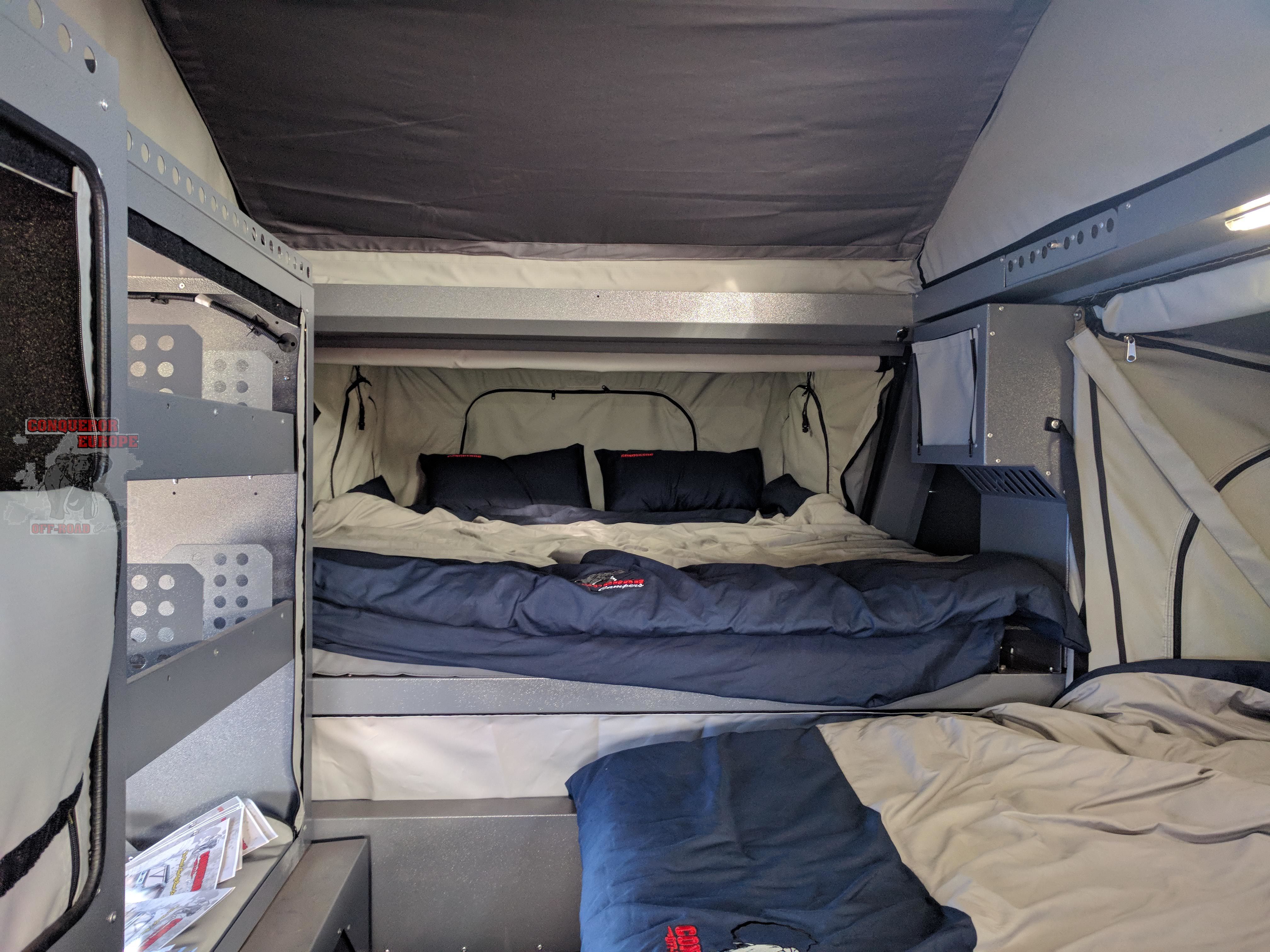Inside, front bed and side bed to the right